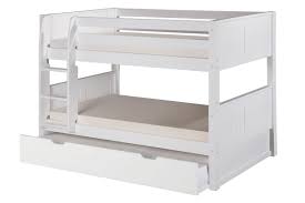 The bottom bunk is 11 off the floor and there are 30 between the bottom bunk slats and the top slats. Low Bunk Bed With Trundle Panel Headboard White