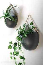 Handcrafted Hanging Ceramic Wall Plantersblack Wall Hanging Etsy Hanging Plants Ceramic Wall Planters Hanging Wall Planters