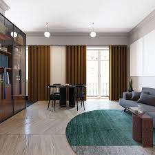 55 Sq Meters Apartment On Behance Apartment Design Apartment Interior Decorating Geometric Furniture Design