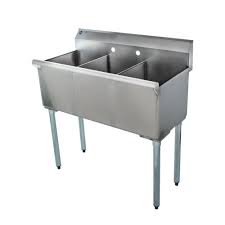 three compartment sink in stainless steel