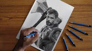 Marvel15 fan art print thor infinity war | etsy. Drawing Thor Chris Hemsworth Portrait Pencil Drawing Youtube