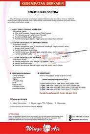 Portal informasi lowongan kerja terbaru daerah cikarang bekasi, karawang, bogor, jakarta, dan tangerang untuk lulusan sma/smk dan d3/s1 semua jurusan Lowongan Kerja Lowongan Kerja Wings Air
