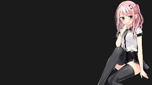 Share the best gifs now >>>. Hd Wallpaper Anime Girls Minimalism Pink Hair Pink Eyes Black Background Wallpaper Flare