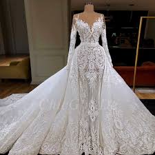 Summer spitze brautkleid hochzeitskleid transparent langarm schleppe 36 38 40. Designer Brautkleid Spitze Tull Transparent Langarm Mit Abnehmbaren Rock Schleppe