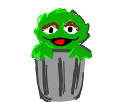 We cut out a tongue from that piece of watermelon. Oscar The Grouch Drawception
