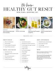 24 Hour Healthy Gut Reset Meal Plan Shopping List Healthy Gut Gut Reset Detox Meal Plan