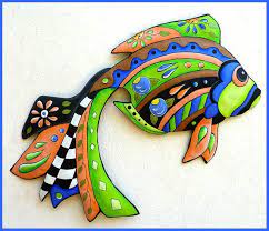 Tropical Fish Metal Wall Art Metal Wall Hanging Metal Art Beach Decor Painted Metal Art Garden Decor Tropical Decor J Art Mural Art Tropical Art Haitien