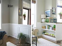 An accent wall made of dark charcoal tiles boldly stands out in this elegant mill valley living room. 7 Diy Half Wall Transformations That Will Inspire You Sunken Living Room Half Wall Room Divider Walls Room