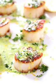 Seared Scallops With Creamy Basil Pesto Sauce Recipe Scallop Recipes Seafood Dinner Seafood Recipes