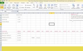 free chore payment schedule template for excel 2013