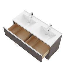 Media.castorama.fr goodhome imandra 120 : Meuble Sous Vasque A Suspendre Goodhome Imandra Gris Taupe 120 Cm Plan Vasque Nira Castorama