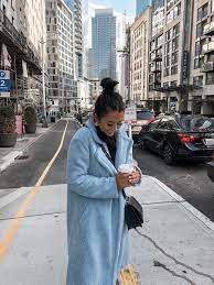 Seattle Winter Outfits Winter Inspo Baby Blue Coat City Street Style Moda Feminina Moda Feminino