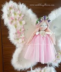 Sardunya Melek Kanatli Kiz Bebek Kapi Susu Pillow Crafts Baby Deco Fairy Dolls