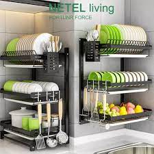 Rak piring telah menjelma menjadi kebutuhan pokok bagi ibu rumah tangga seperti rekomendasi model dan harga rak piring berikut. Netel Rak Piring Dapur Gantung Rak Pengering Piring Di Atas Wastafel Tempat Mangkuk Gantung 2 3 Tingkat Dinding Dengan Nampan Pembuangan Stainless Steel Lapisan Hitam Lazada Indonesia