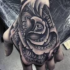 Top 81 Money Rose Tattoo Ideas 2021 Inspiration Guide Hand Tattoos For Guys Rose Hand Tattoo Dollar Tattoo