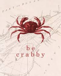 Ocean Quotes Be Crabby Red Nautical Vintage Crab Sketch Over Antique Sea Chart Map Cottage Chic Coastal Beach Shore House Decor