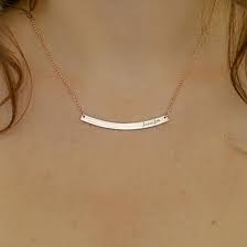 Personalized bar name plate necklace / gold bar initial necklace / bridesmaid gift / hand stamped jewelry / custom rose gold bar necklace. Personalized 10k Solid White Gold Curved Bar Name Necklace Solo Mio Italian Jewelry