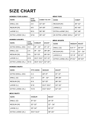 Size Chart Fitness Wear Direct