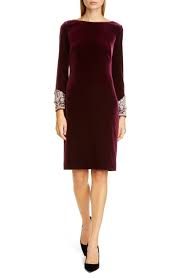 Badgley Mischka Beaded Cuff Velvet Cocktail Dress Velvet Cocktail Dress Burgundy Cocktail Dress Cocktail Dresses Online
