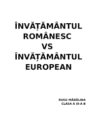 Invatamantul romanesc vs invatamantul european. Doc InvÄƒÈ›Äƒmantul Romanesc Madalina Rusu Academia Edu