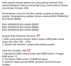Dividen / pendapatan asb x 2.5% contoh kaedah kiraan seterusnya cuba meraikan beberapa bentuk kaedah pelaburan yang lazimnya diamalkan oleh para pelabur asb dengan menggunakan fasiliti pembiayaan asb. Pembiayaan A5b Unit Amanah Unit Trust Soalan 1 Kalau Saya Masukkan Duit Ke Akaun Asb Sekarang Dividen Masih Dikira Tak Jawapan Masih Boleh Dapat Jika Dimasukkan Sebelum 1 November Anda Layak