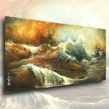 Seascape Painting Sandy Modern Art Contemporary Decor Mix Lang Cert Original Seascape Paintings Abstract Art Painting Modern Art