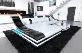 Sofa dreams wohnlandschaft ragusa u form kaufen otto. Couch Turino L Form Mit Echtleder Und Kunstleder In Weiss Schwarz