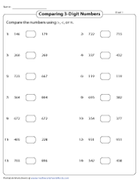 comparing 3 digit numbers worksheets