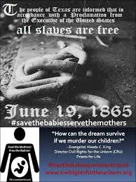 While #juneteenth is officially recognized as emancipation day throughout the united states, did you know that florida had a different date where the slaves learned of their independence? Cru Civil Rights For The Unborn