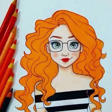 Curly Hair Drawing Cartoon Drawings Cartoon Art Drawings