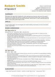 Sample resume for accounts payable and receivable. Ar Specialist Resume Samples Qwikresume