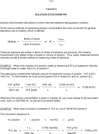 Tutorial 4 Solution Stoichiometry Solution Stoichiometry Calculations Involve Chemical Reactions Taking Place In Solution Pdf Free Download
