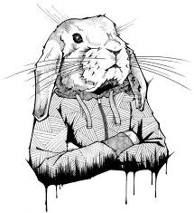 Drawing Of A Rabbit With A Hoodie Art Drawings Rabbit Art