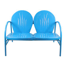 41 Turquoise Blue Retro Metal Tulip 2 Seat Double Outdoor Chair In 2020 Outdoor Loveseat Outdoor Chairs Northlight