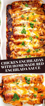 Chicken Enchiladas With Homemade Red Enchilada Sauce Mexican Food Recipes Recipes Enchilada Recipes