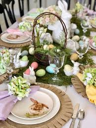 Festive Easter Tablescape The Preppy Hostess Easter Table Decorations Easter Table Easter Centerpieces