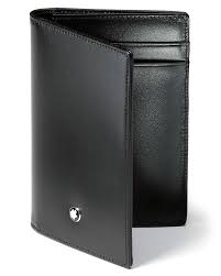 Montblanc Meisterstuck Leather Business Card Holder With Gusset In Black Modesens