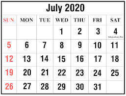 Bagi bulan 1 januari 2 februari 3 mac 4 april 5 mei 6 jun 7 julai 8 ogos 9 september 10 oktober 11 november dan bulan 12 december untuk tahun. Free July 2020 Printable Calendar Template Pdf Excel Word Best Printable Calendar