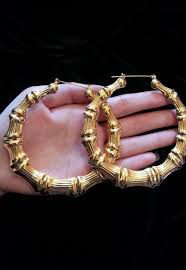 Exaggerate Large Gold Hoop Bamboo Earrings From Trendy Panda Bamboo Earrings Earrings Outfit Hoops Earrings Outfit