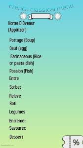 French Classical Menu 13 Course Design Knowledge Menu