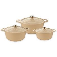 La Cuisine Pro 6 Piece Round Cast Iron Casserole Set In Cream Casserole Set Casserole Dish Set Cast Iron Casserole Dish