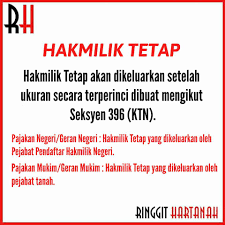 Akta akta kanun tanah negara bawah seksyen 42, subseksyen 56(4) dan seksyen 68a, 75a, 75b Penyelesaian Hartanah Anda Jenis Jenis Hak Milik Tanah Yang Digariskan Di Bawah Akta Kanun Tanah Negara Ktn