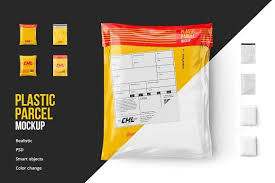 Parcel Mailing Shipping Bag 4 Psd Stationery Mockup Parcel Psd