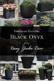 Kinsey Garden Decor Black Fiberglass Planters Large Garden Pots Potted Plants Outdoor Large Ceramic Planters
