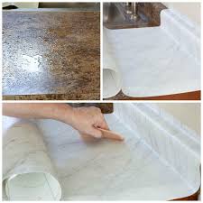 The trickiest part of the bathroom counter was the sink, but you can work around that. Diy Cheap Countertops With Contact Paper My Wee Abode