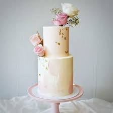 Zweistockige Geburtstagstorte Buttercreme Rosa Weiss Blattgold Cake Baking Diaper Cake