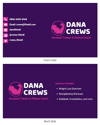Here are my 5 tips to keep in mind when developing your business names. Purple Personal Trainer Business Card Template