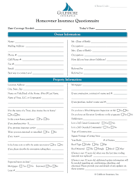 Homeowners Insurance Questionnaire Fill Online Printable Fillable Blank Pdffiller