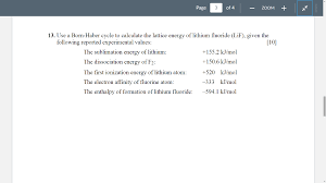 Lithium fluoride — noun a salt that may be prepared by the action of hydrofluoric acid on many lithium compounds, and occurs naturally as griceite; Solved Page 3 13 Use A Born Haber Cycle To Calculate The Chegg Com