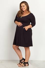 Black 3 4 Sleeve Dress Plus Size Black 3 4 Sleeve Plus Size Dress Plus Size Maternity Dresses Casual Maternity Outfits Plus Size Dresses